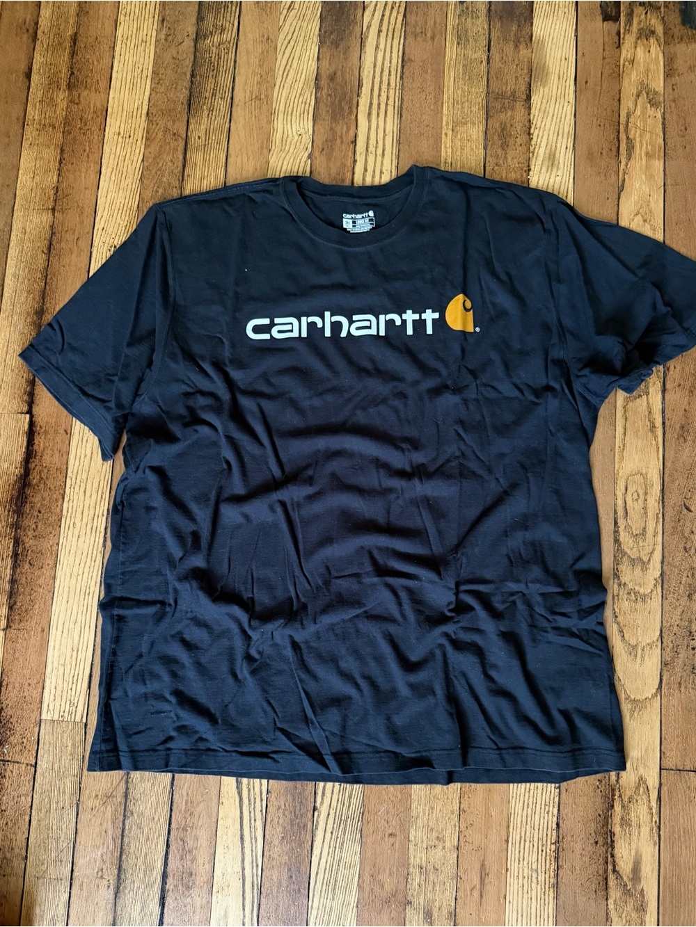 Carhartt Black Short-Sleeve Logo Tee with Gold Accent